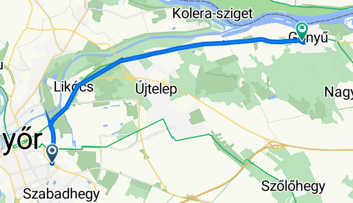 Cirkeli út 2, Győr to Bem József utca 35, Gönyű