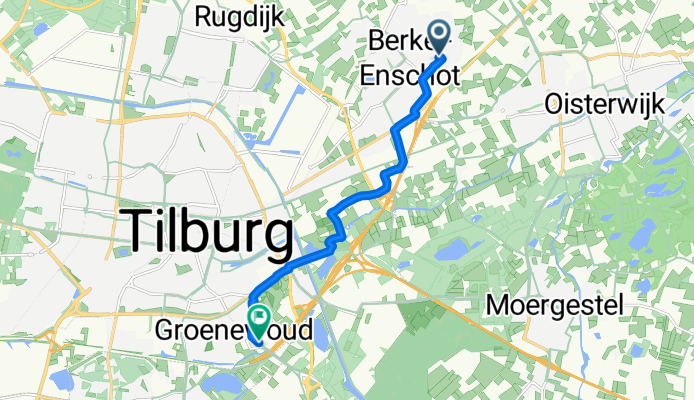 Hazelaarlaan 54, Berkel-Enschot naar Professor van Buchemlaan, Tilburg