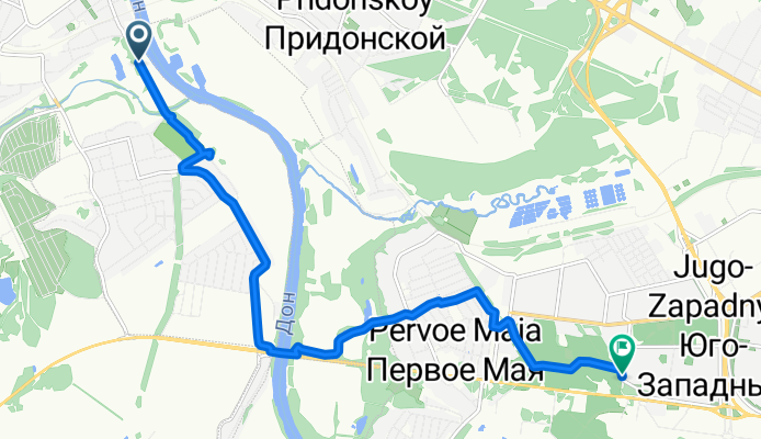 От Неизвестная дорога, Семилуки до улица Космонавта Комарова 13, Воронеж