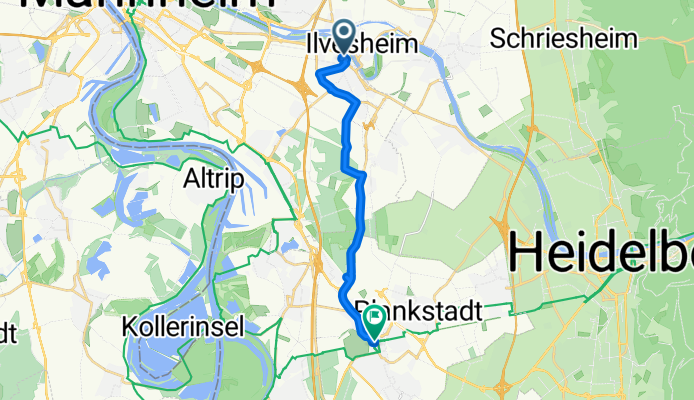 Maxauer Straße 15, Mannheim nach Carl-Theodor-Straße 4–6, Schwetzingen