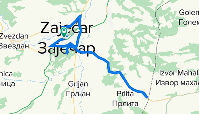 Zaječar: centar - granični prelaz Vrška Čuka - fakultet za menadžment - fabrika kablova - centar