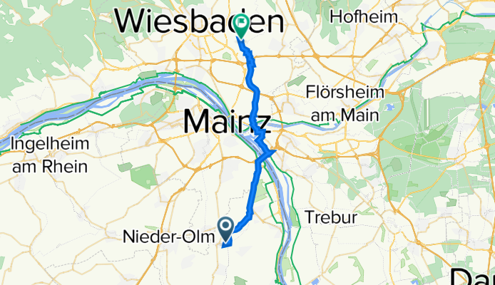 Alte Mainzer Straße 3, Harxheim nach Erbenheimer Straße 97A, Wiesbaden