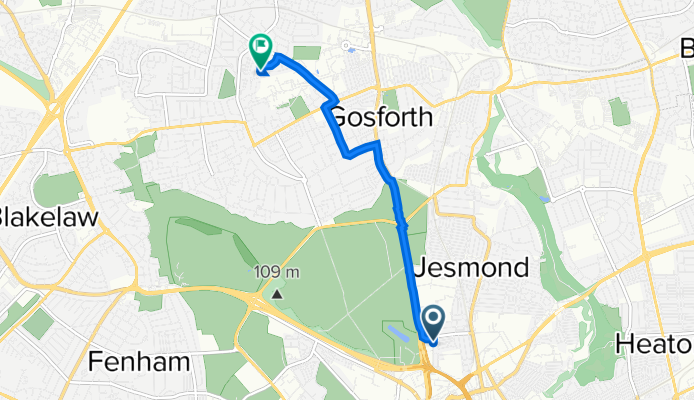 Route to 26 Mary Agnes St, Newcastle Upon Tyne