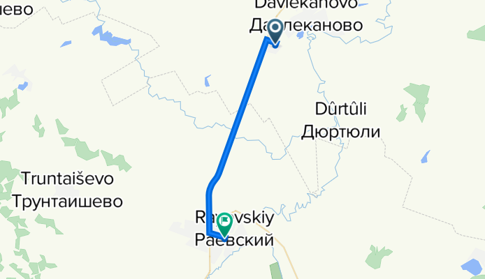 маршрут с Западная улица 69, Давлеканово