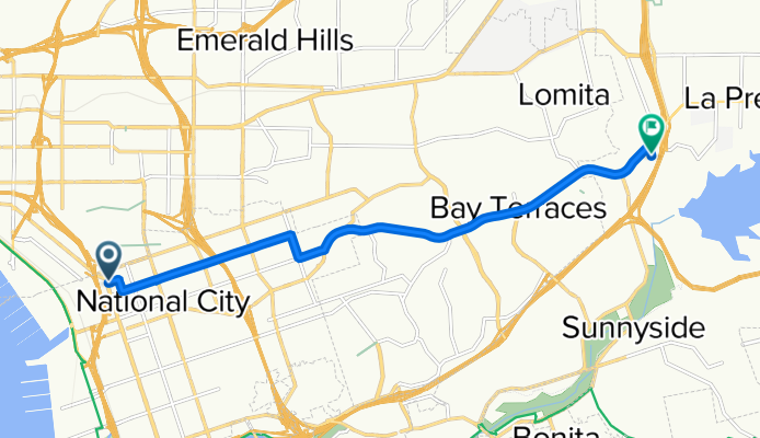 15 E Second St, National City to 8535 Paradise Valley Rd, Spring Valley