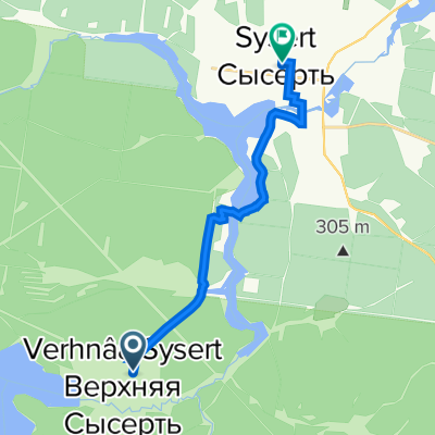 Первомайский переулок, Сысерть до улица Свердлова, 82, Сысерть