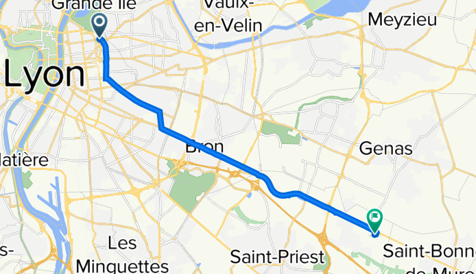 169 Boulevard de Stalingrad, Lyon à 46 Rue Ferdinand Perrier, Saint-Priest