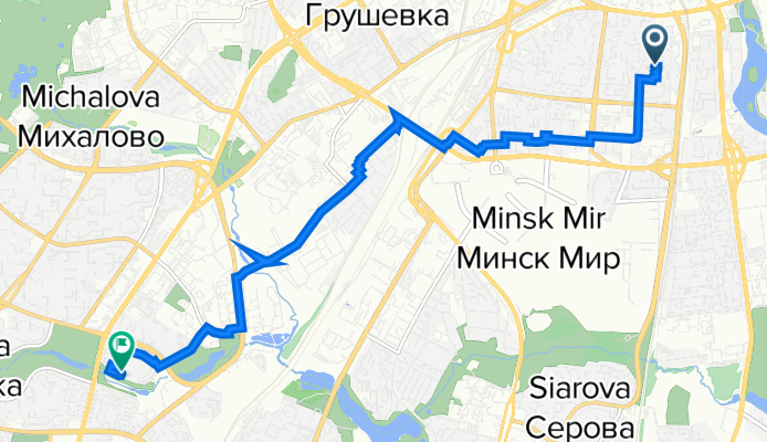 От улица Бакинская 10, Минск до улица Чюрлёниса 8, Минск