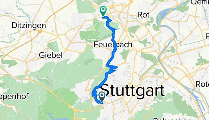 Grimmstraße 4–10, Stuttgart nach Im Birkenwald 24, Stuttgart