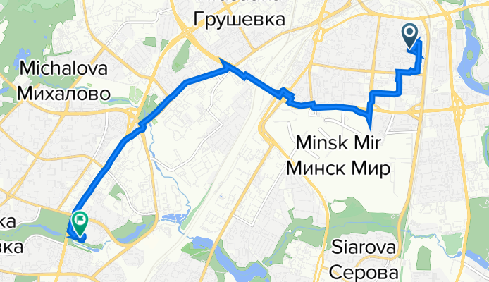 От улица Бакинская 10, Минск до улица Чюрлёниса 8, Минск