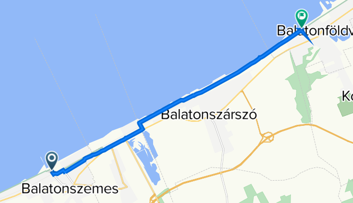 Kikötő utca, Balatonszemes to Rákóczi Ferenc utca 29, Balatonföldvár