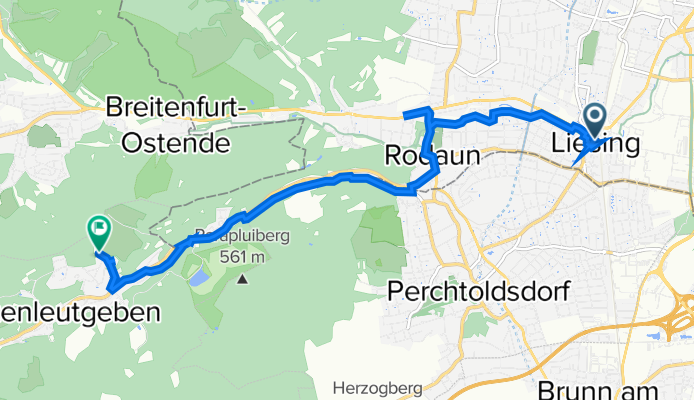 Wien Liesing Bahnhof (Liesinger Platz) nach Stefaniegasse 44, Kaltenleutgeben