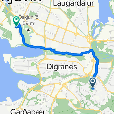 Grjótasel 7, Reykjavík до Nauthólsvegur 52, Reykjavík