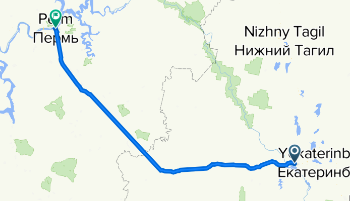 От E22 до улица Монастырская 2Б, Пермь