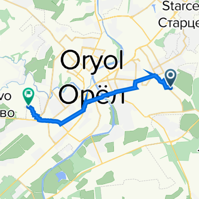 От Новосильское шоссе 11к4, Орёл до Зеленина улица 8, Орёл