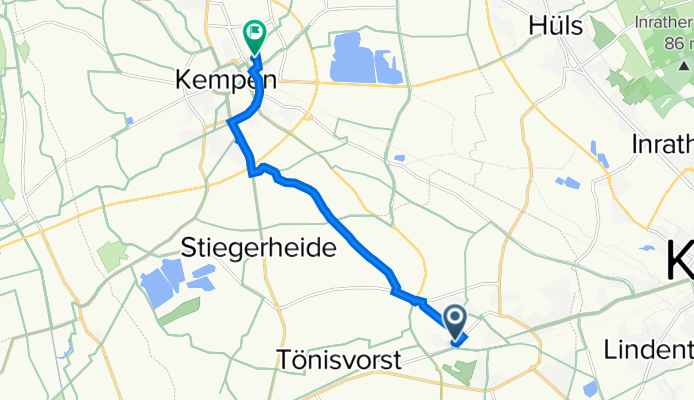 Zur alten Weberei 1–5, Tönisvorst nach Arnoldstraße 13A, Kempen