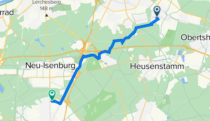 Am Hinterberg 15, Offenbach am Main nach Frankfurter Straße 151C, Dreieich
