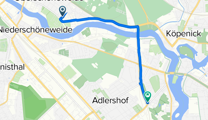 Wilhelminenhofstraße 68A, Berlin nach Spindlersfelder Straße, Berlin