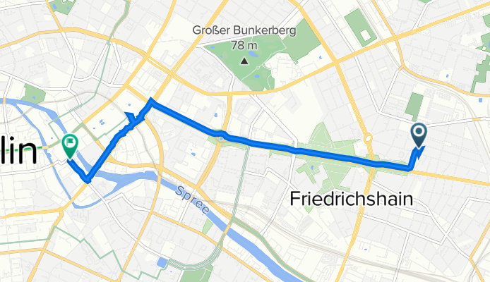 Proskauer Straße 11, Berlin to Breite Straße 1, Berlin