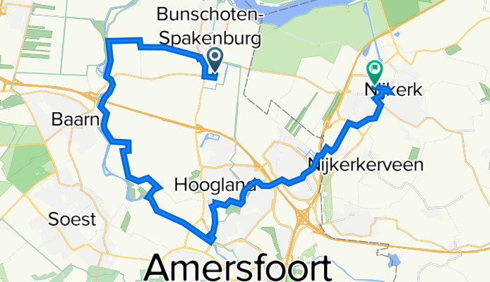 Amersfoortseweg 9e, Bunschoten-Spakenburg naar Kardinaal Alfrinklaan 169, Nijkerk