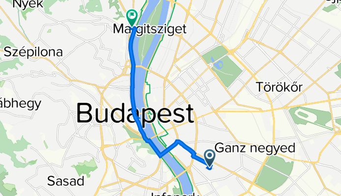 Vendel utca 14., Budapest IX. kerület to Szépvölgyi út 4a., Budapest