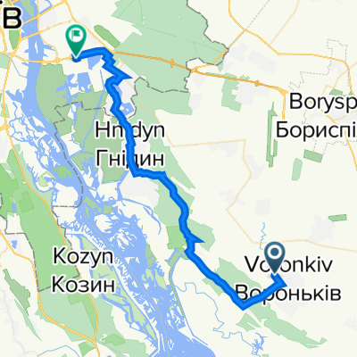 вулиця Слобідська, Вороньків to вулиця Олександра Мишуги 3В, Київ