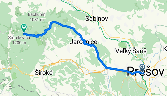 Prešov - Svinia - Jarovnice - Buče - Lačnov - s.Roveň