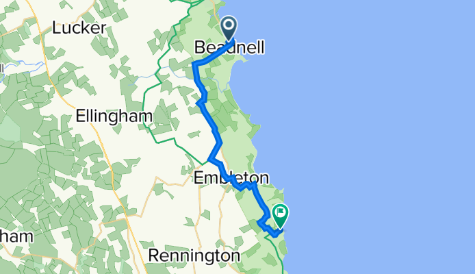 B1340, Northumberland to 1–11 West End, Craster, Alnwick