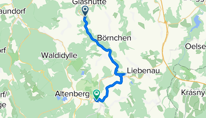 Mühlenstraße 9, Glashütte nach Bahnhofplatz 3, Altenberg