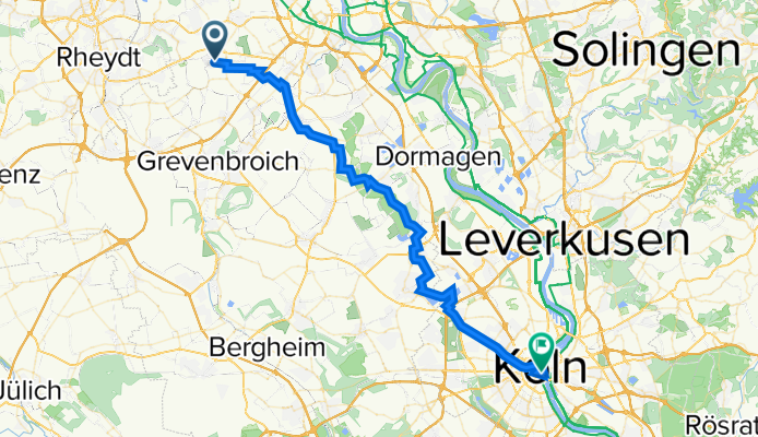 Bachstraße 51, Korschenbroich nach Heumarkt 20, Köln