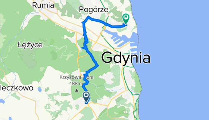 Oliwkowa 8, Gdynia do Bosmańska 26A, Gdynia