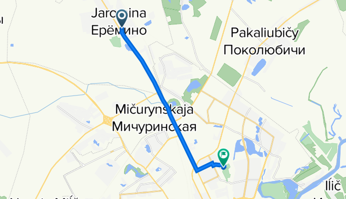 От Vokzal'naya 2A, Ерёмино до Podgornaya 97, Гомель