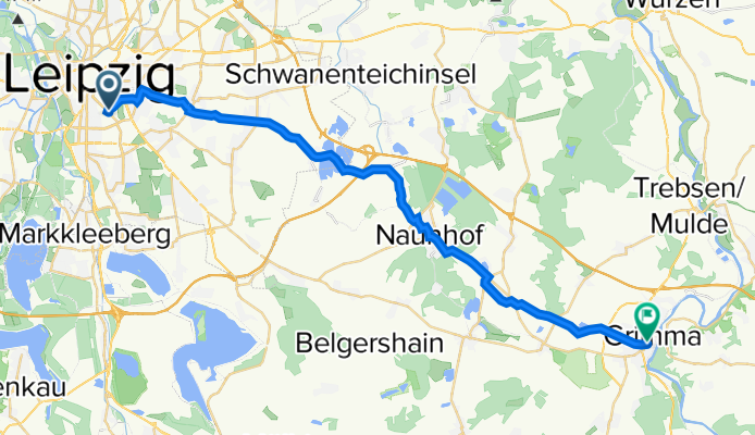 Johannisallee 38, Leipzig nach Kreuzstraße 26, Grimma
