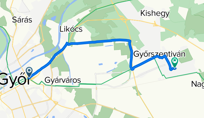 Budai út 2., Győr to Homoksori út 7., Győrszentiván