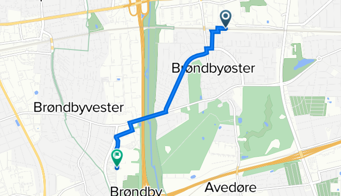 Brøndby to Brøndby Stadion 20, Brøndby