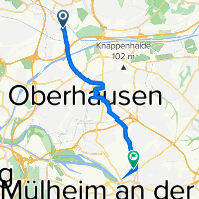 Bachstraße 13, Oberhausen nach Arndtstraße 37, Mülheim an der Ruhr