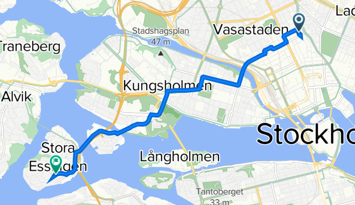 Tulegatan 2B, Stockholm to Essingestråket 8, Stockholm