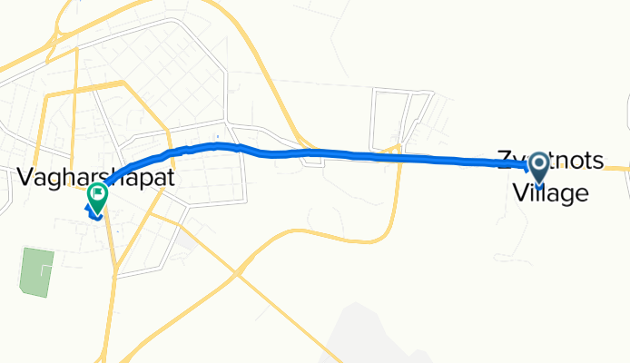 От Manushyan Street 1, Vagharshapat до Araratyan Street, Vagharshapat