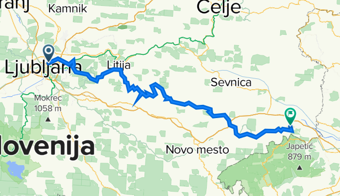 Šmartinska cesta 58a to Mrzlava vas 48a
