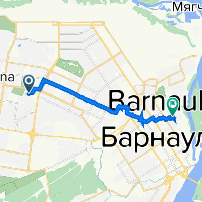 От улица Островского 49, Барнаул до переулок Некрасова 64, Барнаул
