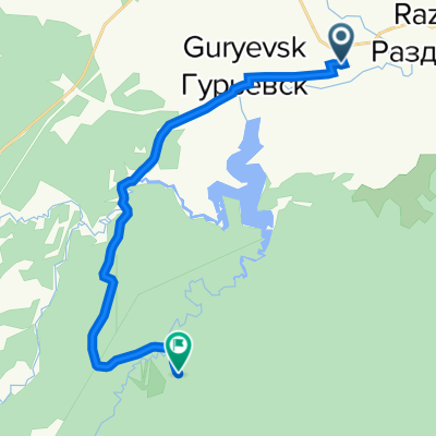От Партизанская улица 16, Гурьевск до Неизвестная дорога