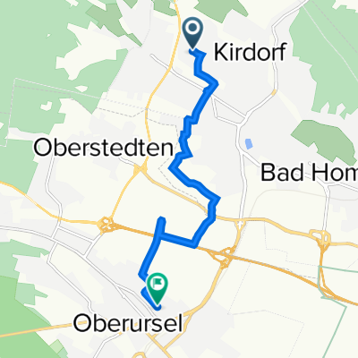 Wehrheimer Straße 14, Bad Homburg vor der Höhe nach Herzbergstraße 2–4, Oberursel (Taunus)