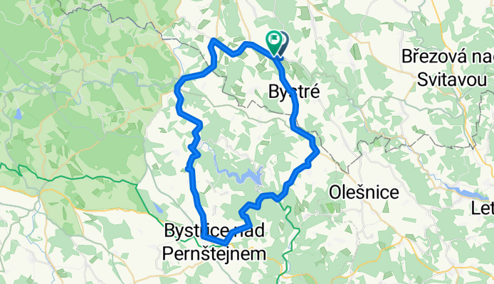 Jedlová u Poličky - Bystré - Vír - Vystřice - Jimramov - Jedlová