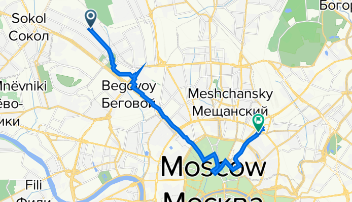 улица Академика Ильюшина, 10, Москва до Садовая-Спасская улица, 22/49 с3, Москва