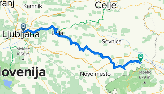 Šmartinska cesta 58a to Mrzlava vas 41e