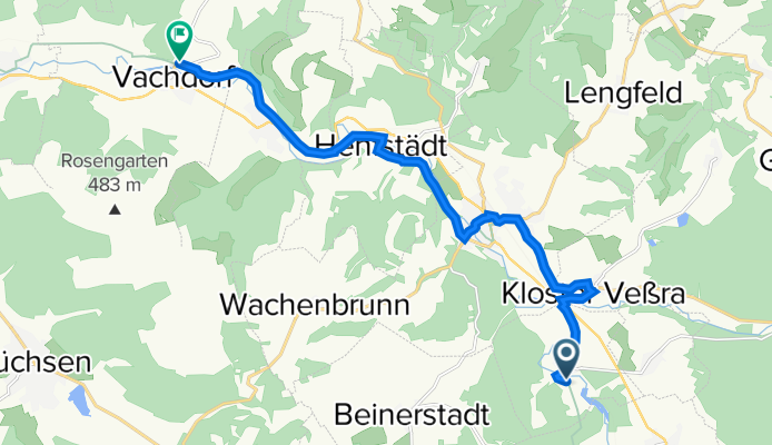 Trostädter Weg 48–54, Grimmelshausen nach Bahnhofstraße 130, Vachdorf