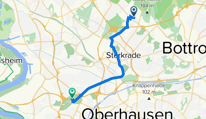 Am Alten Backhaus 57, Oberhausen nach Emscherstraße 71, Duisburg