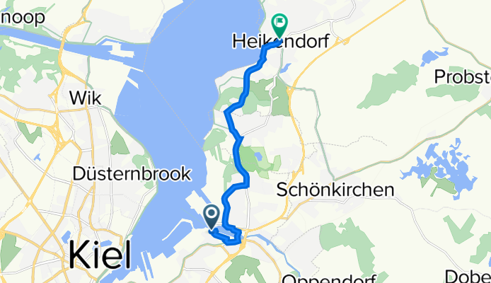 Wischhofstraße 3, Kiel nach Dorfstraße 7, Heikendorf