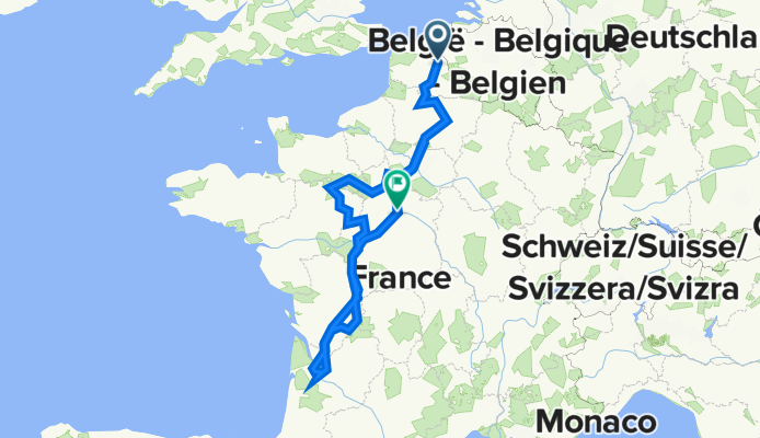 Paris - Alençon - Caen - Tour - Angoulème - Bordeaux