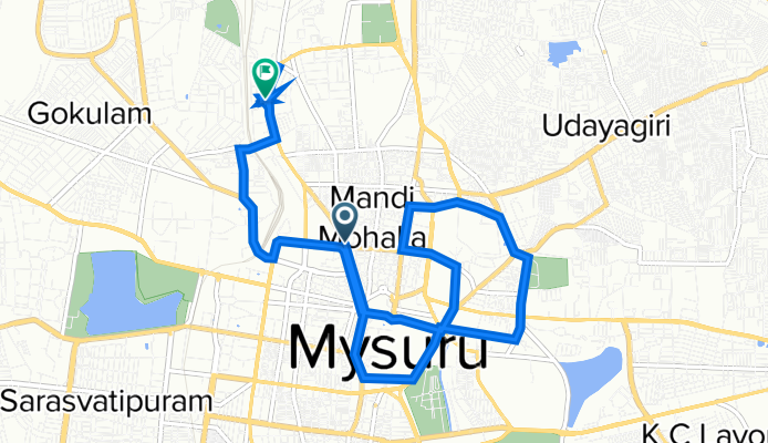 Irwin Road, Mysuru to Sayyaji Rao Road 9A, Mysuru